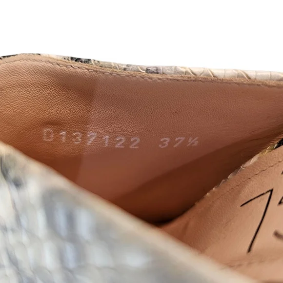 AGL Leather Snakeskin Pointed Toe Mules Size 7.5 Green & Gray Designer Luxury - Picture 14 of 15